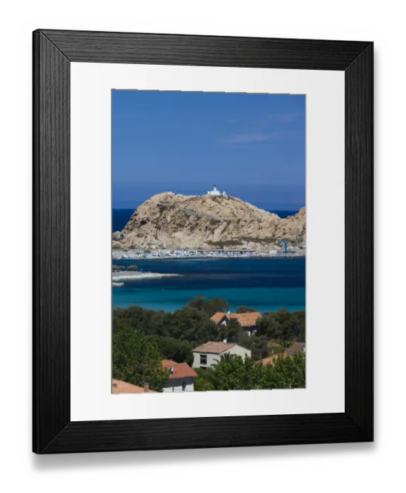 Framed Print : France, Corsica, Haute-Corse Department, La Balagne Region, Ile Rousse, elevated Framed Print : France, Corsica, Haute-Corse Department, La Balagne Region, Ile Rousse, elevated