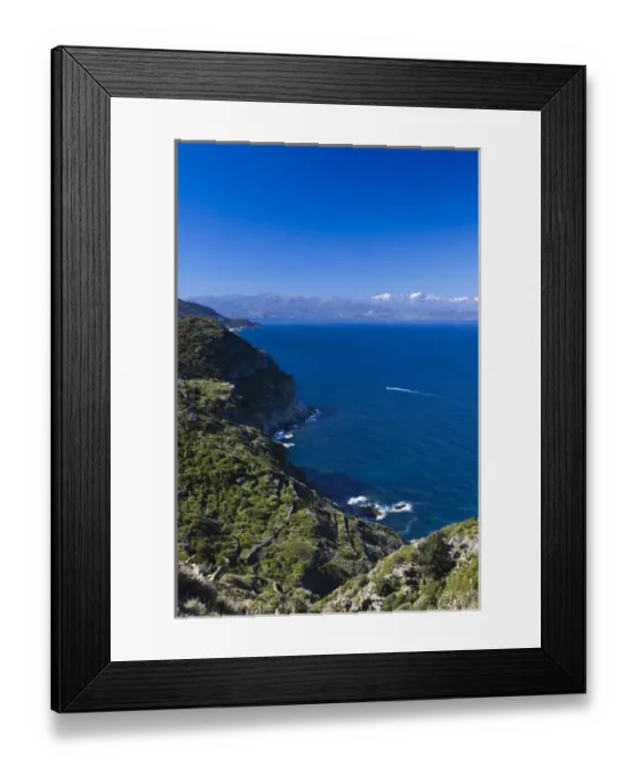 Framed Print : France, Corsica, Haute-Corse Department, Le Cap Corse, Conchiglio, coastal view towards