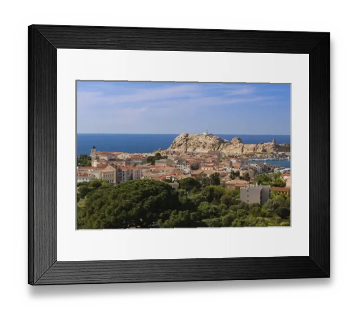 Framed Print : France, Corsica, Haute-Corse Department, La Balagne Region, Ile Rousse, elevated view of city Framed Print : France, Corsica, Haute-Corse Department, La Balagne Region, Ile Rousse, elevated view of city
