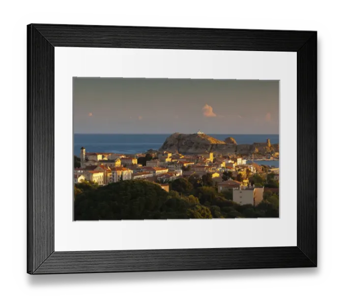 Framed Print : France, Corsica, Haute-Corse Department, La Balagne Region, Ile Rousse, elevated