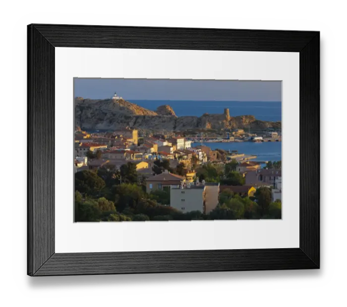 Framed Print : France, Corsica, Haute-Corse Department, La Balagne Region, Ile Rousse, elevated