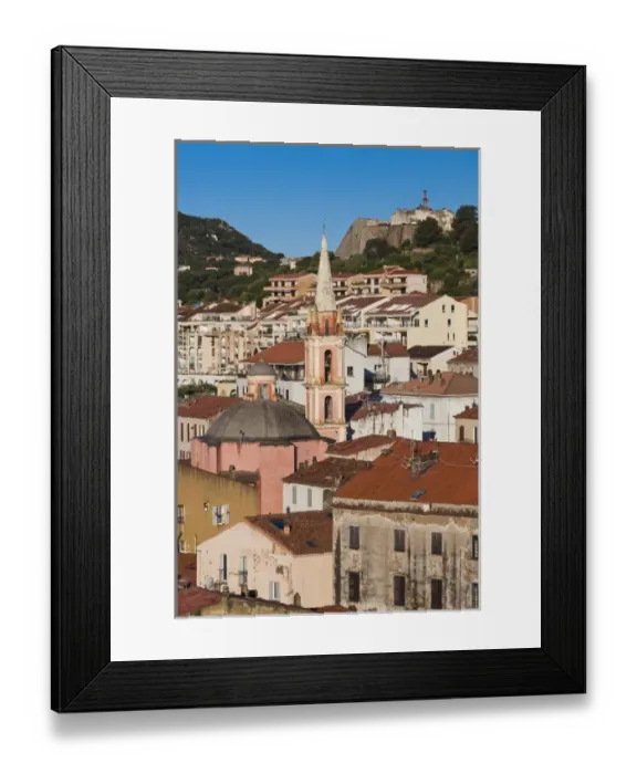 Framed Print : France, Corsica, Haute-Corse Department, La Balagne Region, Calvi, elevated city Framed Print : France, Corsica, Haute-Corse Department, La Balagne Region, Calvi, elevated city