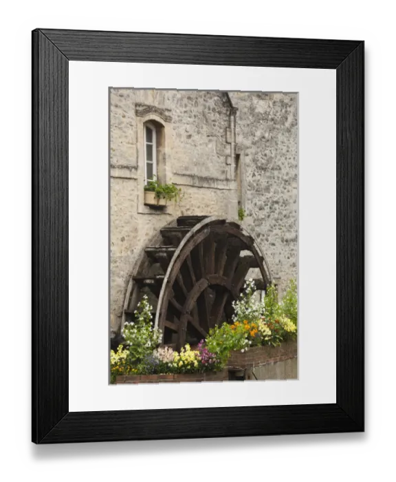 Framed Print : France, Normandy Region, Calvados Department, Bayeux, old water wheel Framed Print : France, Normandy Region, Calvados Department, Bayeux, old water wheel