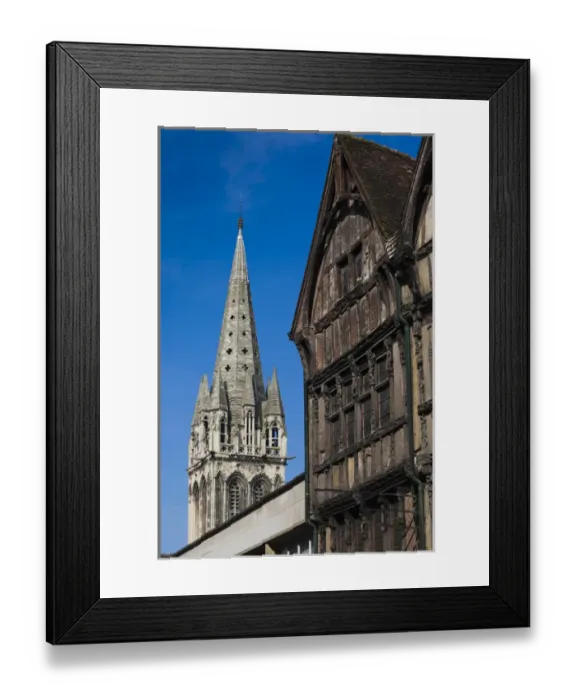 Framed Print : France, Normandy Region, Calvados Department, Caen, building along rue St-Pierre