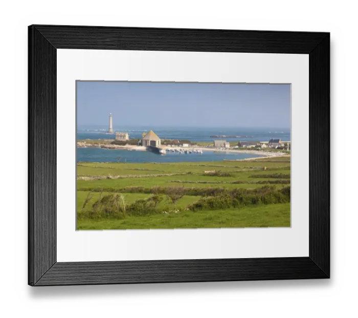 Framed Print : France, Normandy Region, Manche Department, Goury, elevated town view and the Cap Framed Print : France, Normandy Region, Manche Department, Goury, elevated town view and the Cap
