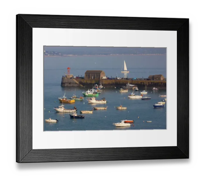 Framed Print : France, Normandy Region, Manche Department, Granville, elevated port view with boats Framed Print : France, Normandy Region, Manche Department, Granville, elevated port view with boats