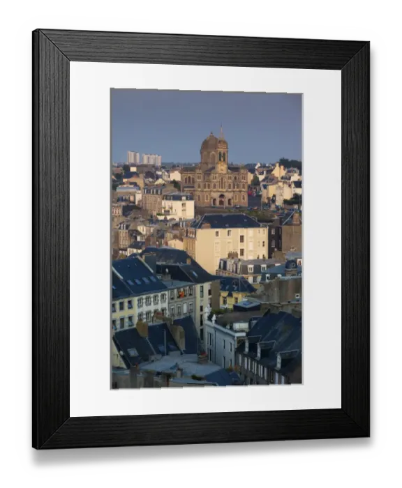 Framed Print : France, Normandy Region, Manche Department, Granville, elevated city view