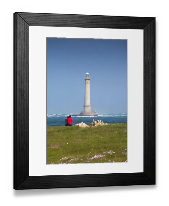 Framed Print : France, Normandy Region, Manche Department, Goury, Cap de la Hague lighthouse with visitors