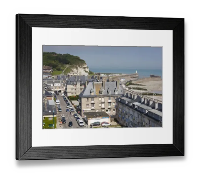 Framed Print : France, Normandy Region, Seine-Maritime Department, St-Valery en Caux, elevated town view Framed Print : France, Normandy Region, Seine-Maritime Department, St-Valery en Caux, elevated town view