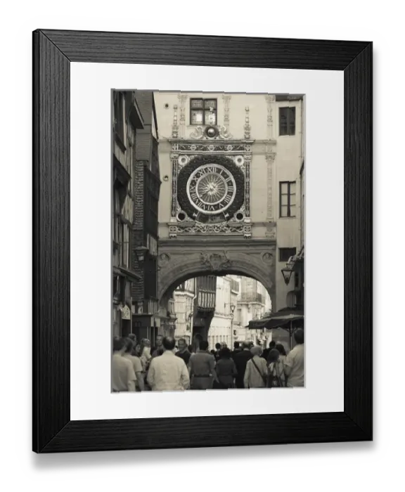Framed Print : France, Normandy Region, Seine-Maritime Department, Rouen, Gros Horloge clock tower