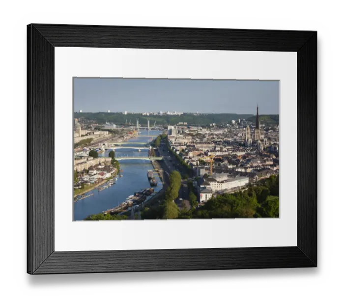 Framed Print : France, Normandy Region, Seine-Maritime Department, Rouen, elevated city view with Cathedral