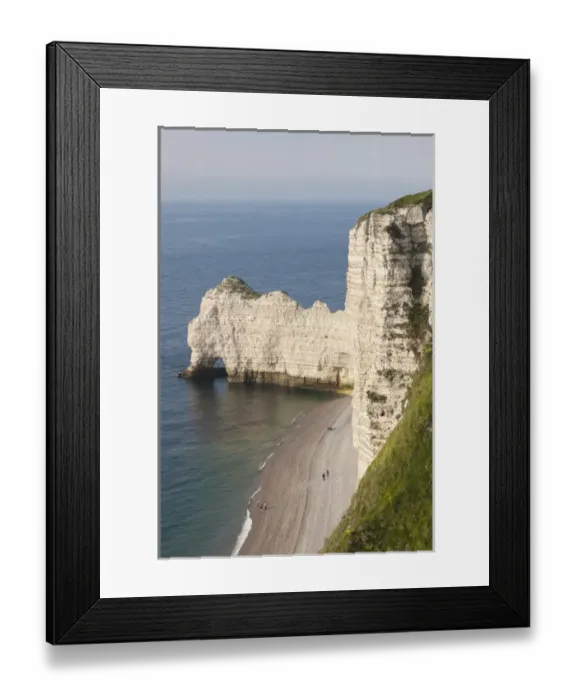 Framed Print : France, Normandy Region, Seine-Maritime Department, Etretat, elevated view of town beach Framed Print : France, Normandy Region, Seine-Maritime Department, Etretat, elevated view of town beach