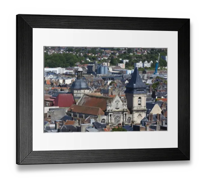 Framed Print : France, Normandy Region, Seine-Maritime Department, Dieppe, elevated city view with Framed Print : France, Normandy Region, Seine-Maritime Department, Dieppe, elevated city view with