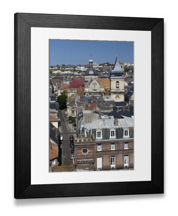 Framed Print : France, Normandy Region, Seine-Maritime Department, Dieppe, elevated city view with