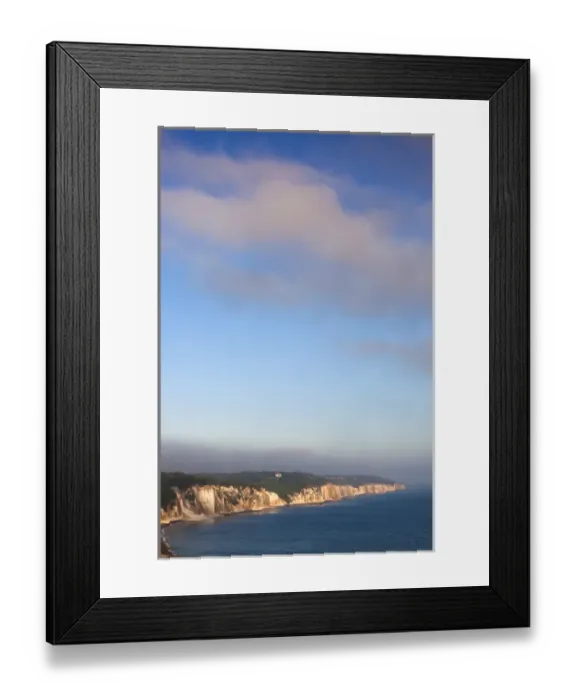 Framed Print : France, Normandy Region, Seine-Maritime Department, Pourville Sur Mer, elevated view of town cliffs