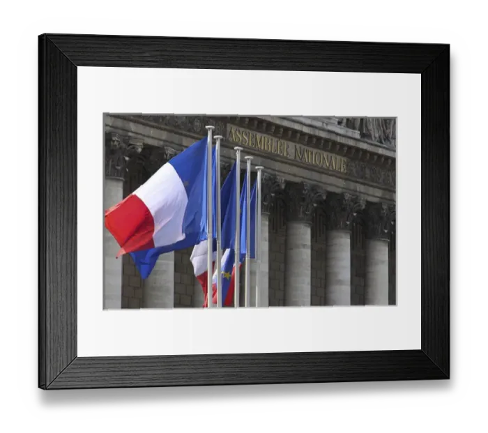 Framed Print : French flags at the National Assembly building, Paris, France Framed Print : French flags at the National Assembly building, Paris, France