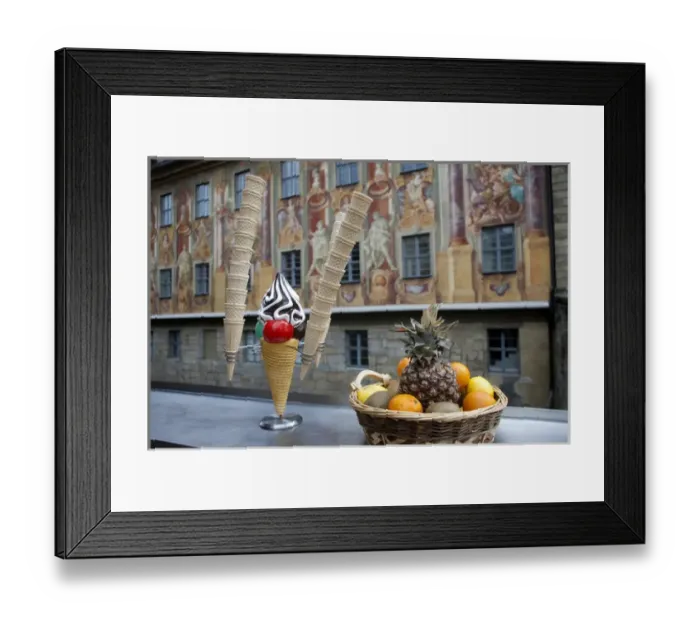 Framed Print : BAMBER17790-2012-BARTRUFF. CR2 - Frescos decorate the walls of Old Town Hall in Bamburg