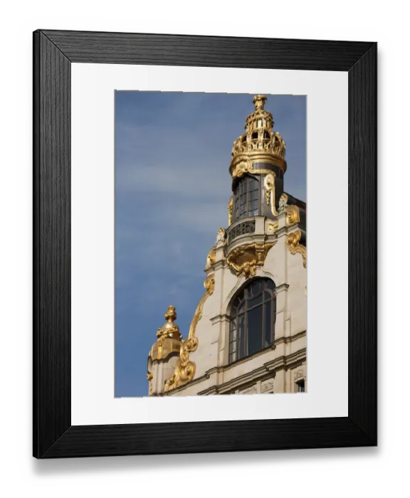 Framed Print : LEIPZIG18526-2012-BARTRUFF. CR2 - Golden statuary decorates the downtown Commerz Bank in Leipzig Framed Print : LEIPZIG18526-2012-BARTRUFF. CR2 - Golden statuary decorates the downtown Commerz Bank in Leipzig