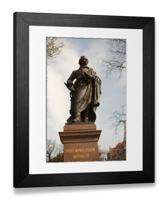 Framed Print : LEIPZIG18556-2012-BARTRUFF. CR2 - Statue of musical composer Felix Mendelssohn gazes across to St Framed Print : LEIPZIG18556-2012-BARTRUFF. CR2 - Statue of musical composer Felix Mendelssohn gazes across to St