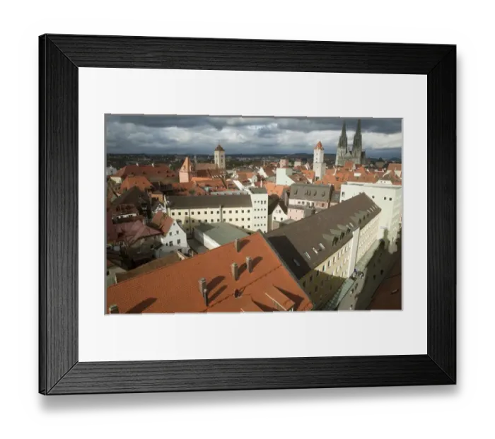 Framed Print : REGENSBURG18290-2012-BARTRUFF. CR2 - Roof top view of Old Town Regensburg, Germany Framed Print : REGENSBURG18290-2012-BARTRUFF. CR2 - Roof top view of Old Town Regensburg, Germany