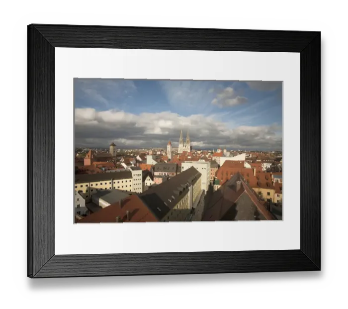 Framed Print : REGENSBURG18309-2012-BARTRUFF. CR2 - Roof top view of Old Town Regensburg, Germany Framed Print : REGENSBURG18309-2012-BARTRUFF. CR2 - Roof top view of Old Town Regensburg, Germany