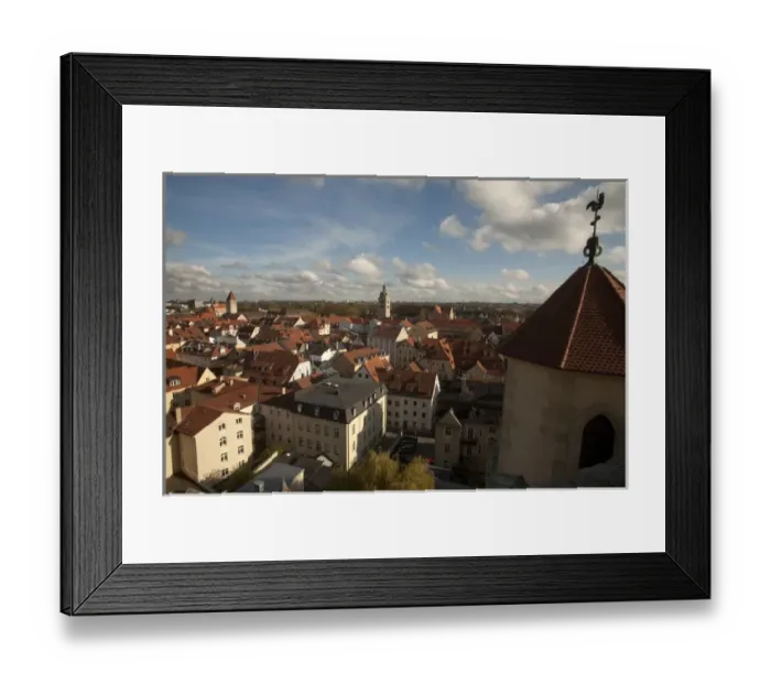 Framed Print : REGENSBURG18303-2012-BARTRUFF. CR2 - Roof top view of Old Town Regensburg, Germany