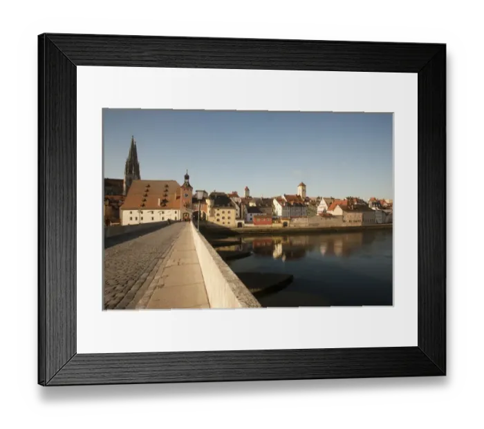 Framed Print : REGENSBURG18326-2012-BARTRUFF. CR2 - Historic Stone Bridge over the Danube River built