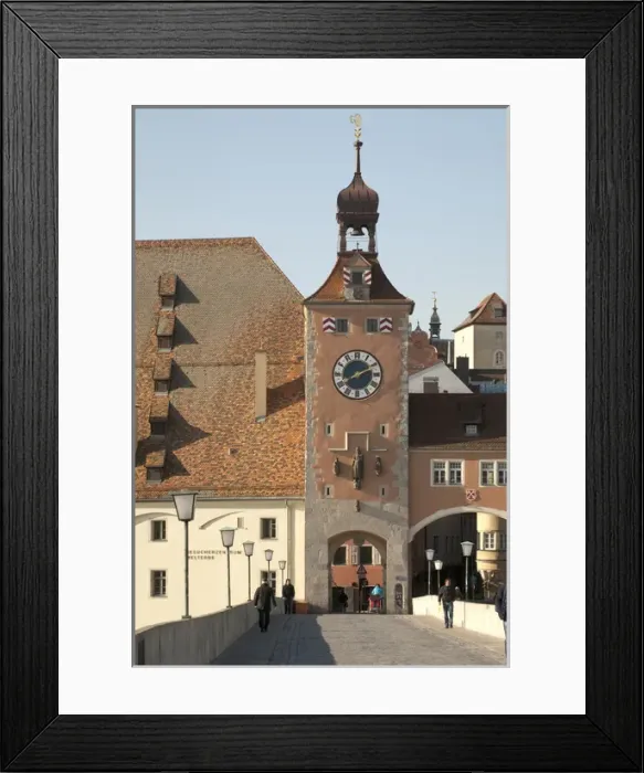 Framed Print : REGENSBURG18331-2012-BARTRUFF. CR2 - Tower entrance to Old Town from historic Stone