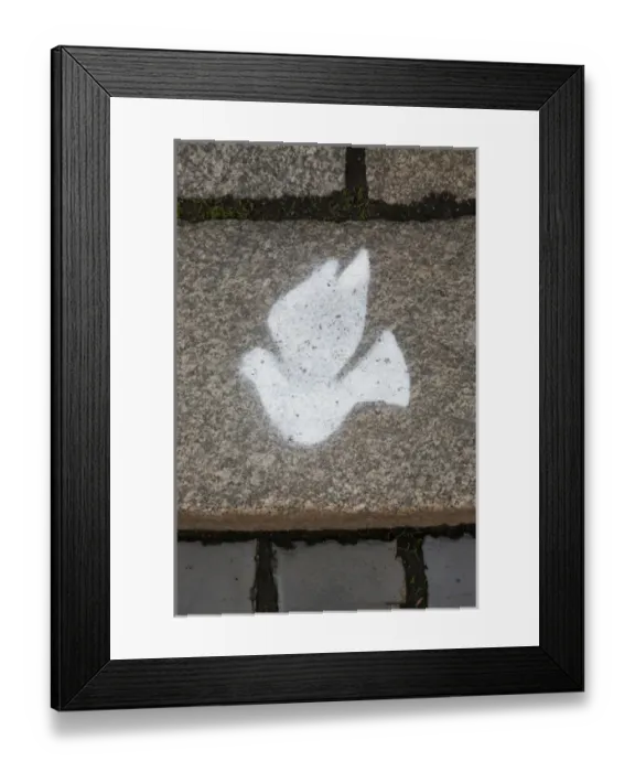 Framed Print : LEIPZIG18941-2012-BARTRUFF. CR2 - Peace dove symbol in cobblestone sidewalk at St Framed Print : LEIPZIG18941-2012-BARTRUFF. CR2 - Peace dove symbol in cobblestone sidewalk at St