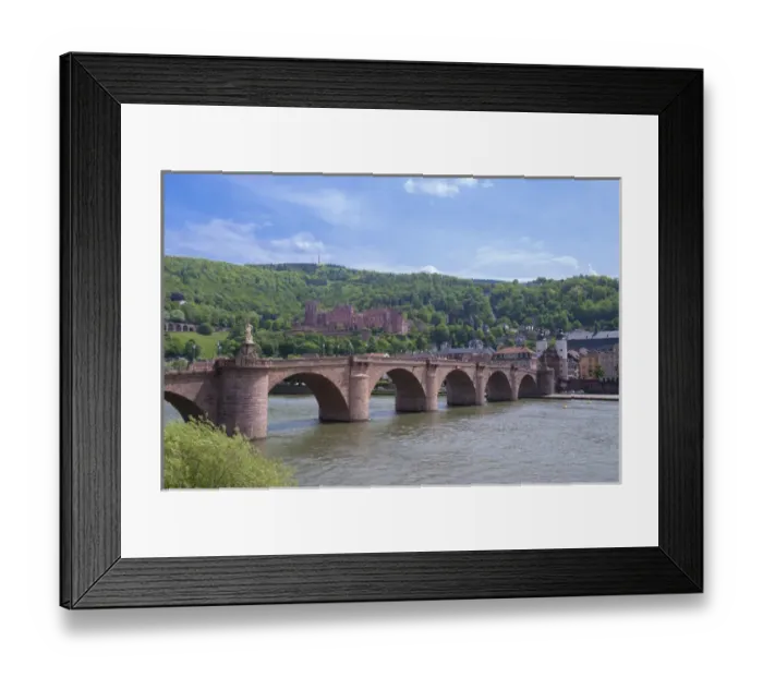 Framed Print : Europe, Germany, Baden-Wurttemberg, Heidelberg, view of Carl Theodor bridge and Heidelberg castle Framed Print : Europe, Germany, Baden-Wurttemberg, Heidelberg, view of Carl Theodor bridge and Heidelberg castle