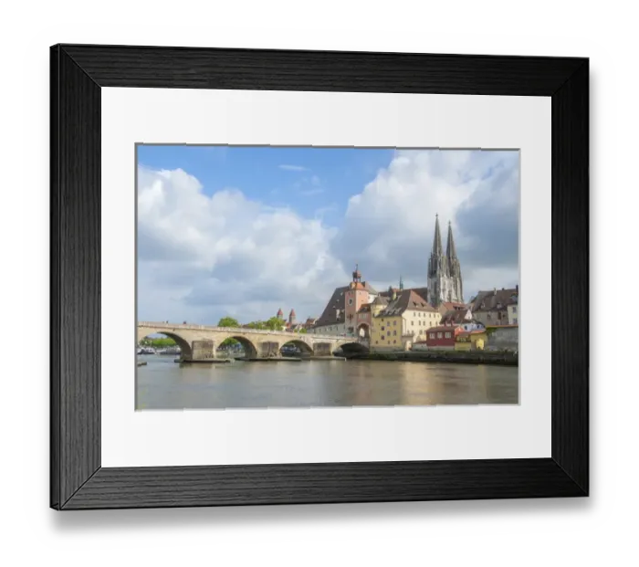 Framed Print : Europe, Germany, Bavaria, Regensberg, Regan River Framed Print : Europe, Germany, Bavaria, Regensberg, Regan River