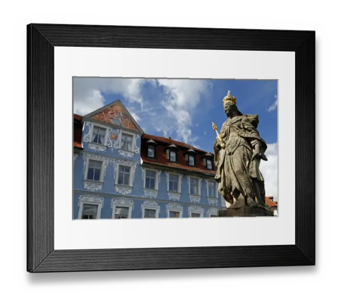 Framed Print : Europe, Germany, Bamberg. Empress Kunigunde and Hellerhaus on the old city of Bamberg Framed Print : Europe, Germany, Bamberg. Empress Kunigunde and Hellerhaus on the old city of Bamberg