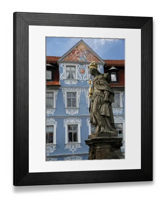 Framed Print : Europe, Germany, Bamberg. Empress Kunigunde and Hellerhaus on the old city of Bamberg Framed Print : Europe, Germany, Bamberg. Empress Kunigunde and Hellerhaus on the old city of Bamberg