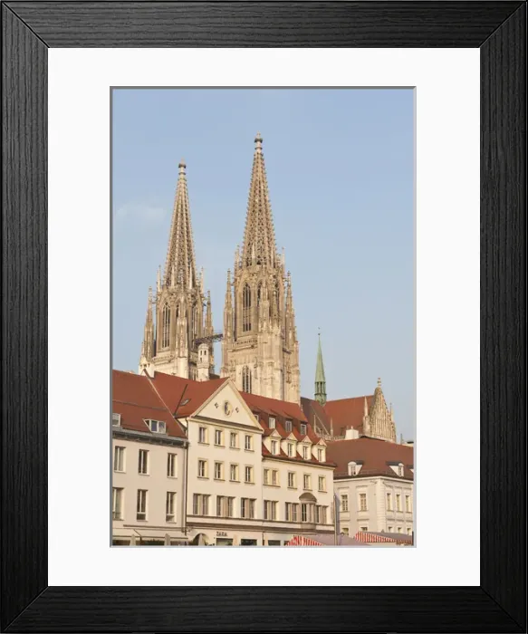 Framed Print : Spires of St. Peters Catherdral in Regensburg, Germany Framed Print : Spires of St. Peters Catherdral in Regensburg, Germany