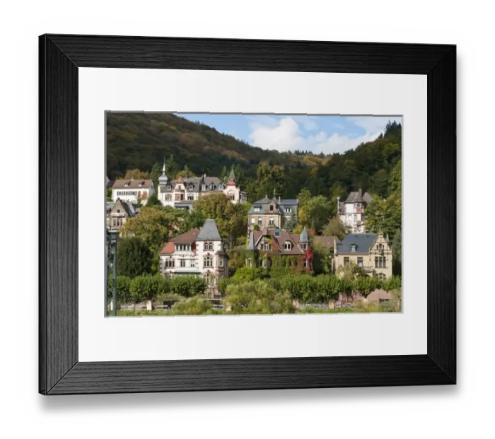 Framed Print : Houses on the north side of Neckar River, Heidelberg, Germany Framed Print : Houses on the north side of Neckar River, Heidelberg, Germany