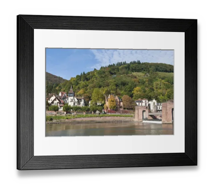 Framed Print : Houses on the north side of Neckar River, Heidelberg, Germany Framed Print : Houses on the north side of Neckar River, Heidelberg, Germany