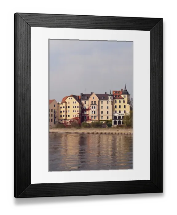 Framed Print : BUildings on the Danube River Regensburg, Germany Framed Print : BUildings on the Danube River Regensburg, Germany
