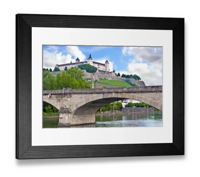 Framed Print : Wurzburg, Bavaria, Germany, Marienberg Fortress (Festung Marienberg) and a bridge