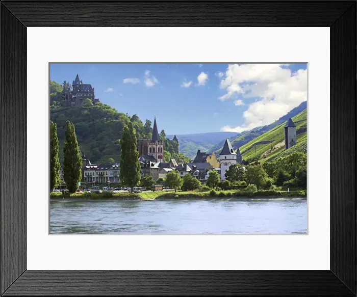 Framed Print : A view of the village of Bacharach and Stahleck Castle, Rheinland-Palatinate, Germany Framed Print : A view of the village of Bacharach and Stahleck Castle, Rheinland-Palatinate, Germany