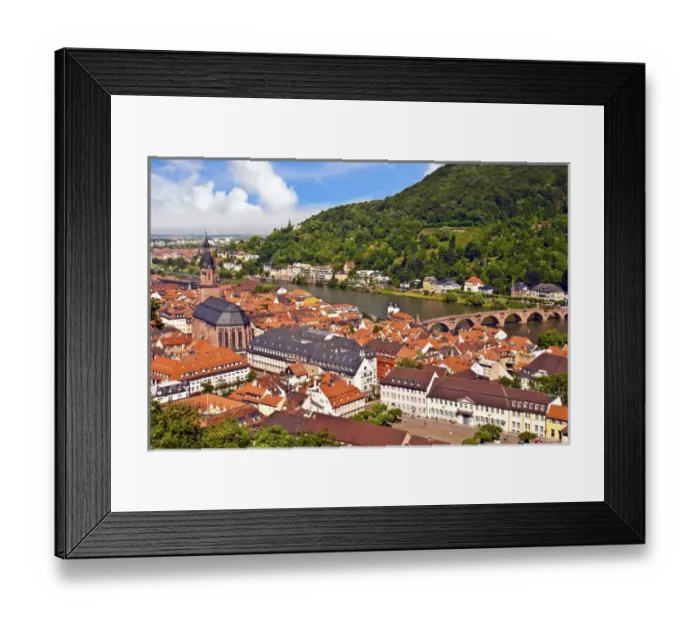 Framed Print : Heidelberg, Germany, a view of the city and the Neckar River from Heidelberg Castle