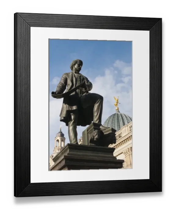 Framed Print : Statue with Glass dome on the Kunstverein building Dresden, Germany Framed Print : Statue with Glass dome on the Kunstverein building Dresden, Germany