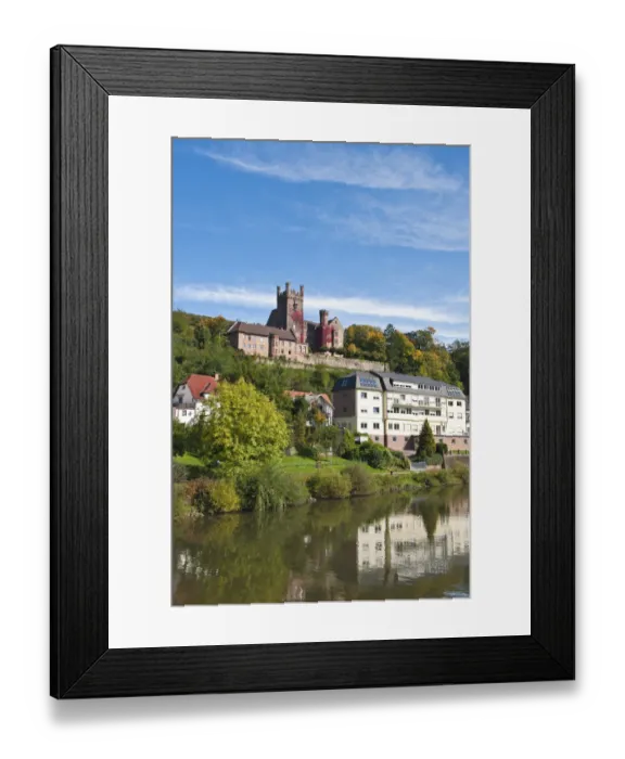 Framed Print : The Mittelburg (Middle Castle) and Neckar River, Neckarsteinach, Germany