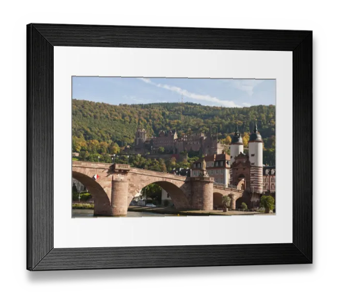 Framed Print : The Alte Brucke or Old Bridge and Neckar River in Old Town, Heidelberg
