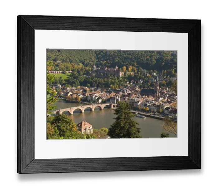 Framed Print : View of the Alte Brucke or Old Bridge, Neckar River Heidelberg Castle and Old Town Framed Print : View of the Alte Brucke or Old Bridge, Neckar River Heidelberg Castle and Old Town