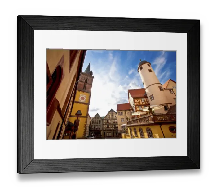 Framed Print : Wertheim, Franconia, Germany, Cross Timbered Houses Framed Print : Wertheim, Franconia, Germany, Cross Timbered Houses
