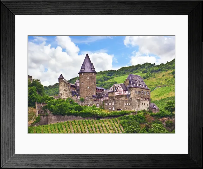 Framed Print : Bacharach, Germany, Stahleck Castle, Schloss Stahleck and Vineyards above the Moselle