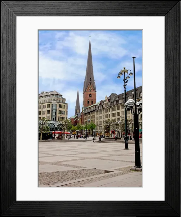 Framed Print : Rathaus market platz square and St. Petrikirche, St