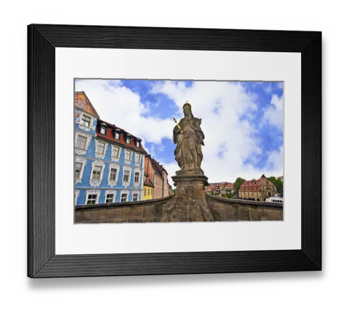 Framed Print : Bamberg, Germany, Bavaria, Queen Kunigunda statue stands over the Regnitz river Framed Print : Bamberg, Germany, Bavaria, Queen Kunigunda statue stands over the Regnitz river