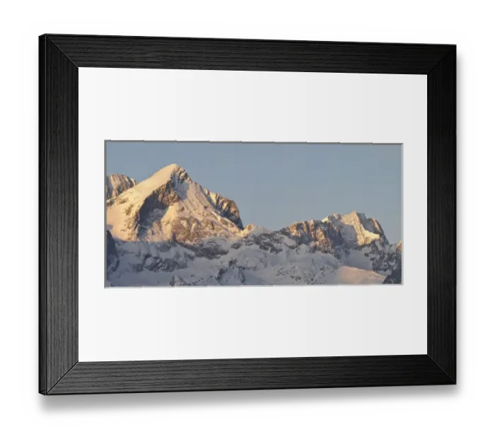 Framed Print : Wetterstein Mountain range in winter. Sunrise over the Peak of Alpspitze, the landmark Framed Print : Wetterstein Mountain range in winter. Sunrise over the Peak of Alpspitze, the landmark