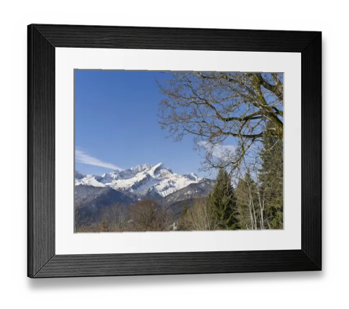 Framed Print : Wetterstein Mountain range in winter. The pyramide shape of mount Alpspitze Framed Print : Wetterstein Mountain range in winter. The pyramide shape of mount Alpspitze